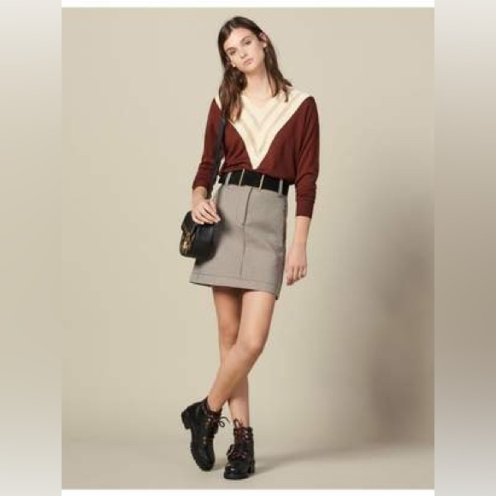 Sandro v-neck brown sweater